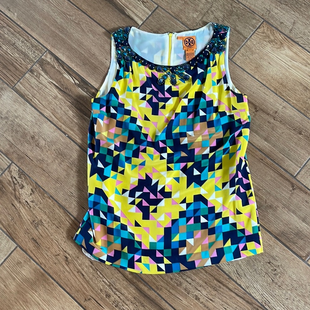Tory Burch sleeveless embellished top sz 8
